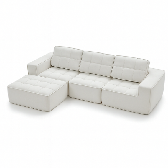 Sofá modular comprimible blanco, ideal para toda la familia