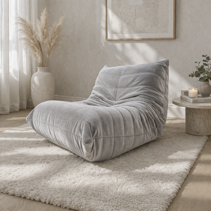 Sofá comprimido Oruga - sofá en caja ergonómico gris en salón moderno para pisos pequeños