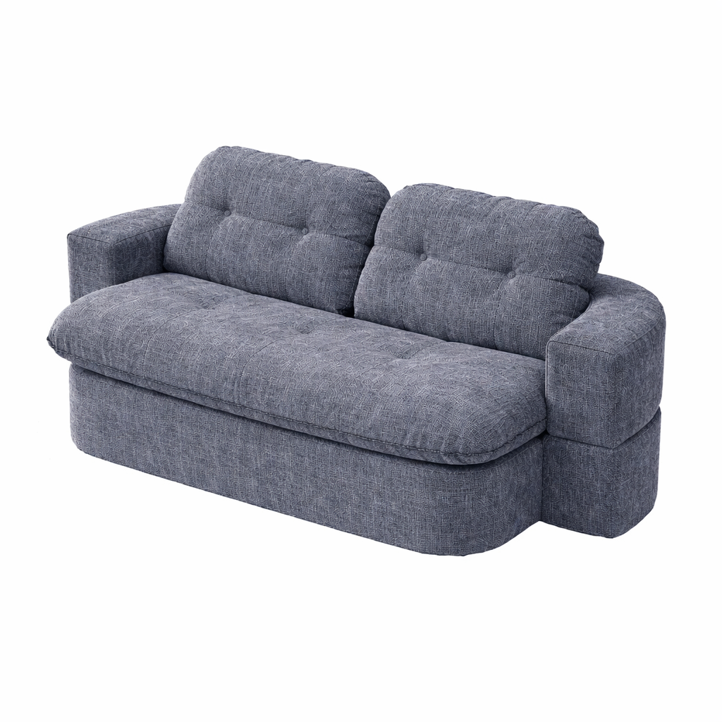 Sofá comprimido Kangoo - sofá en caja compacto azul como sofá cama compacto para invitados y espacios reducidos